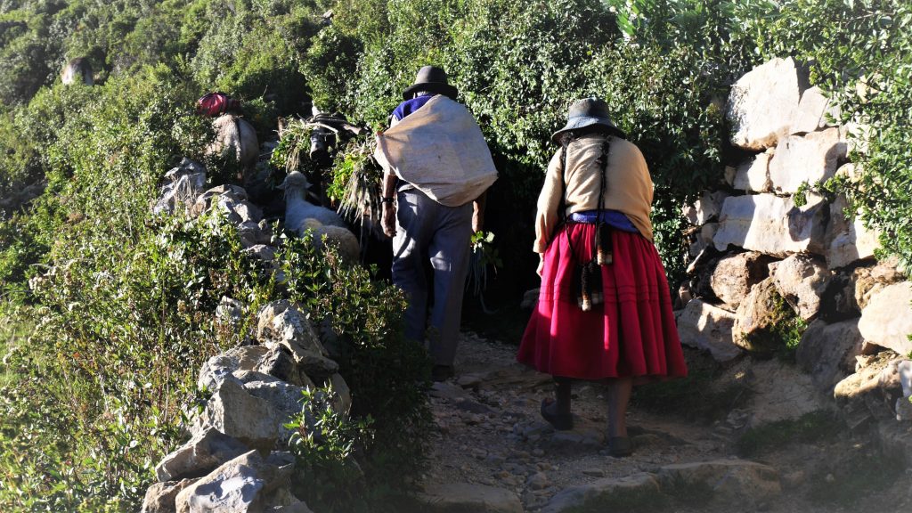 Habitants au retour du champ
