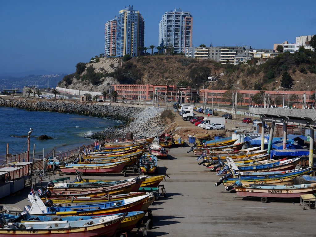 Le port de pêche et Vina Del Mar dans le fond