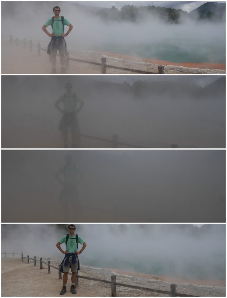 Vapeur devant la piscine