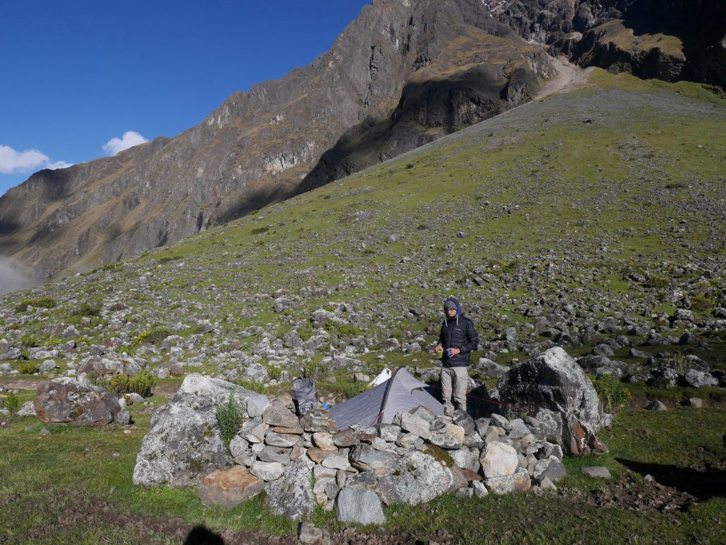 Notre tente bien abritée
