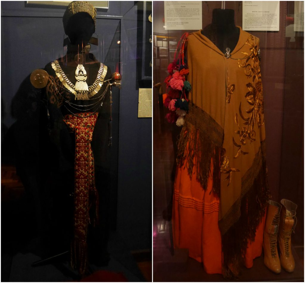 Costumes traditionnels Mapuche (gauche) et Péruvien (droite)